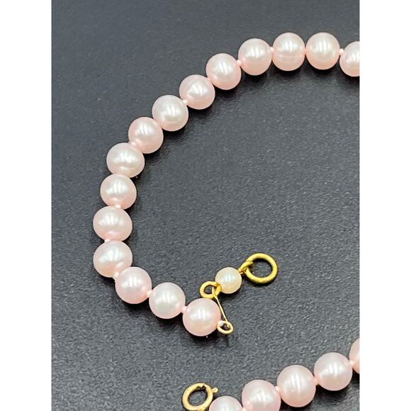 JCM Jacmel 10k Gold Clasp Freshwater Baby Pink Pearl Bracelet 8” - Picture 5 of 11